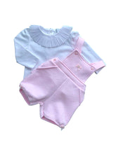 Load image into Gallery viewer, Girls Pink & White Dungaree Short Set