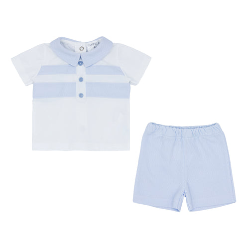 Blue and White 2-Piece Short Set