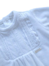 Load image into Gallery viewer, White Cotton Velour Embroidered Babygrow