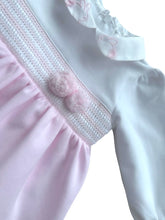 Load image into Gallery viewer, Girls Pink &amp; White Smocked Dress