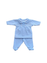 Load image into Gallery viewer, Two Piece Blue Velour Babygrow Set