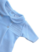 Load image into Gallery viewer, Two Piece Blue Velour Babygrow Set