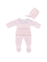 Load image into Gallery viewer, Baby Girls Pink Cotton Knit Footed Trouser Set