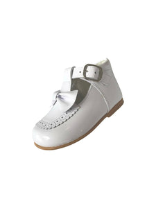 Girls Classic White Patent T-Bar Shoe