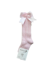 Load image into Gallery viewer, Girls Pink knee High Socks with Bow Trim - Char-le-maine | Luxury Baby &amp; Children's Wear