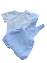 Load image into Gallery viewer, Blue and White Dungaree Set