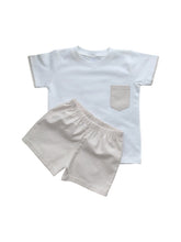 Load image into Gallery viewer, Boys Beige Gingham Short Sets
