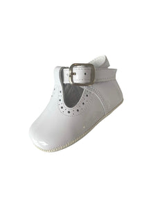 Unisex Classic White Patent Pram Shoe