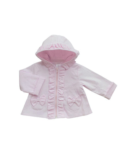 Girls Pink Hooded Cotton Jersey Coat
