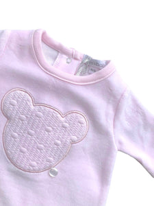 Girls Pink Velour sleepsuit