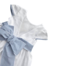 Load image into Gallery viewer, Girls White Dress with Navy Trims - Char-le-maine | Luxury Baby &amp; Children's Wear
