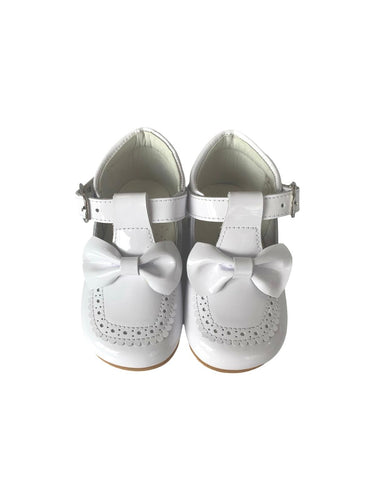 Girls Classic White Patent T-Bar Shoe