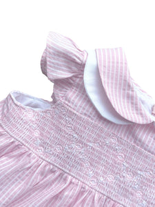 Girls Pink and White Cotton Dress