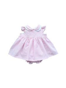 Girls Pink and White Cotton Dress