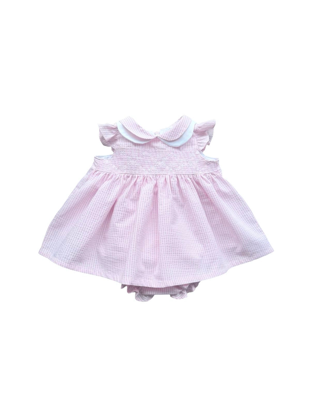 Girls Pink and White Cotton Dress