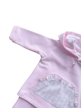 Load image into Gallery viewer, Girls Pink Cotton Jersey Trousers Set with Check Trims