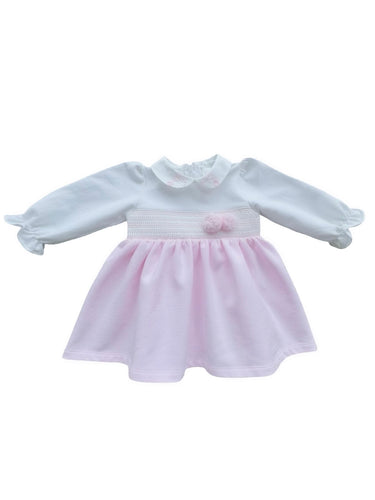 Girls Pink & White Smocked Dress