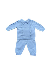 Load image into Gallery viewer, Boys Pale Blue Knitted Trouser Set