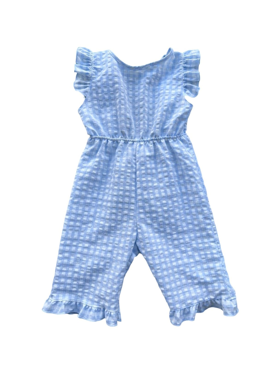 Girls pale blue and white Gingham Jumpsuit