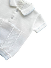 Load image into Gallery viewer, Boys White &amp; Blue Cotton Top &amp; Shorts Set - Char-le-maine | Luxury Baby &amp; Children's Wear