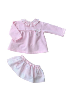 Girls Pink Checked Top & Pant Set