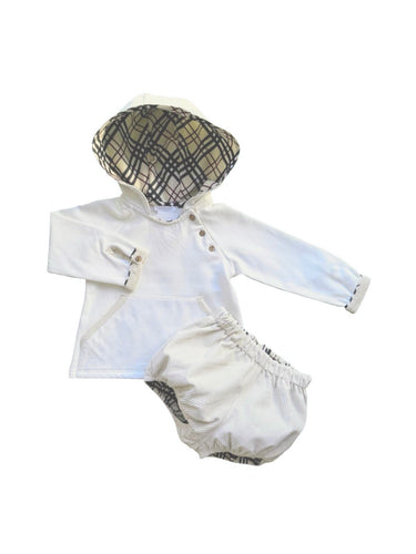 Boys Cream & Beige Shorts Set