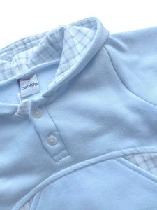 Boys Blue Cotton Hooded Jersey Trouser Set