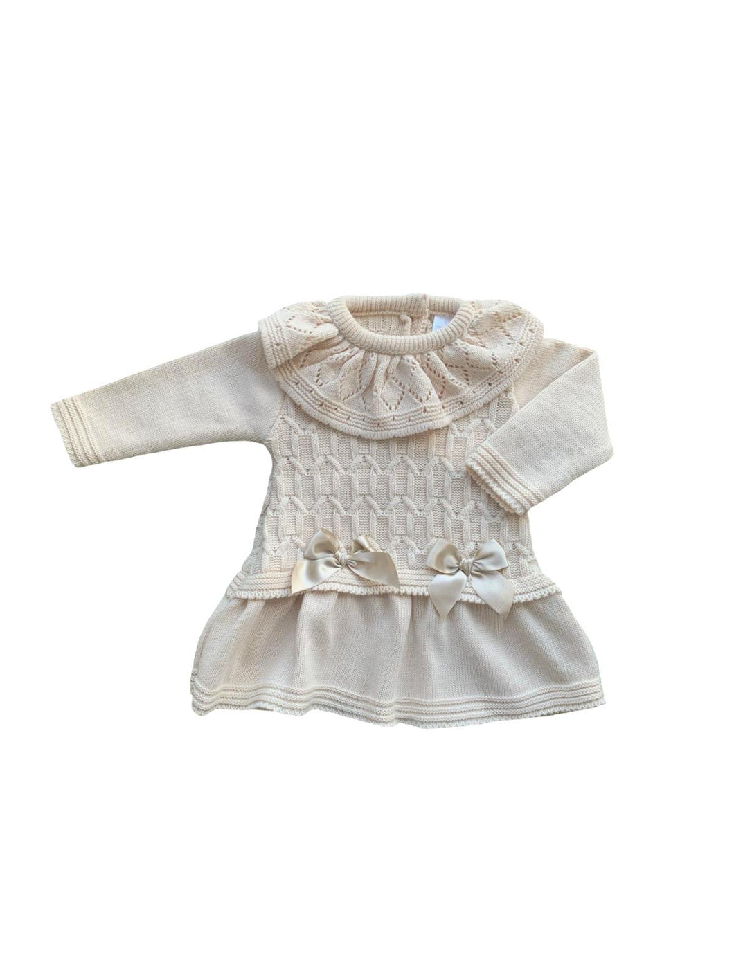 Girls Beige Knit Dress