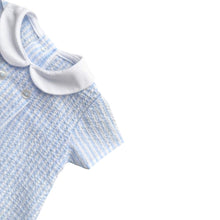 Load image into Gallery viewer, Boys Blue &amp; White Seersucker Stripe Romper - Char-le-maine | Luxury Baby &amp; Children's Wear