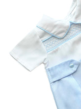 Load image into Gallery viewer, Baby Boys Blue Smocked Romper - Char-le-maine | Luxury Baby &amp; Children's Wear