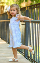 Load image into Gallery viewer, Girls pale blue and white Gingham Jumpsuit