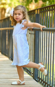 Girls pale blue and white Gingham Jumpsuit