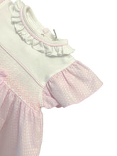 Load image into Gallery viewer, Pink and White Smocked Dress and Pant Set