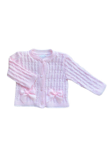 Girls Pink Cotton Knit Cardigan