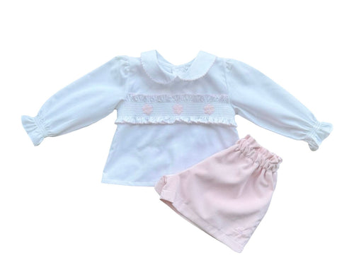 Girls White & Pink Short Set