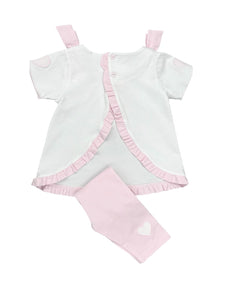 Girls Pink Heart Legging Set