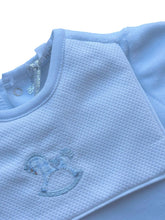 Load image into Gallery viewer, Pale Blue Velour sleepsuit