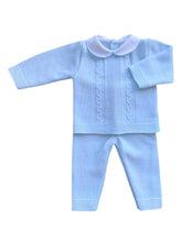 Load image into Gallery viewer, Boys Pale Blue Knitted Trouser Set