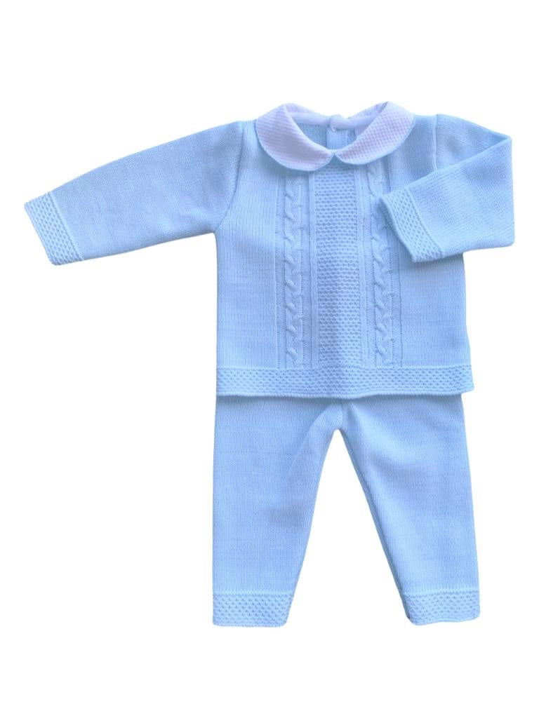 Boys Pale Blue Knitted Trouser Set