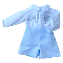 Load image into Gallery viewer, Boys Blue &amp; White Smocked suit