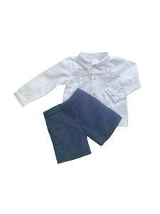 Boys White & Navy Blue Shorts Set