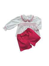 Load image into Gallery viewer, Girls Red Velvet Short Set