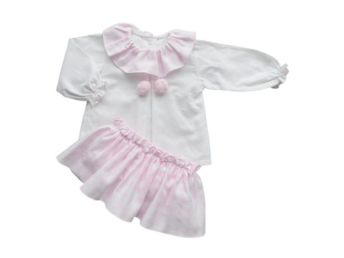 Girls Pink and White Skirts Set