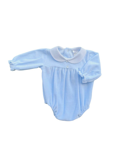Boys Blue & White Velour Romper