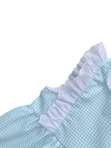 Girls Mint Green Gingham Dress and Pant Set