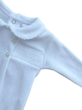 Load image into Gallery viewer, White Velour Babygrow