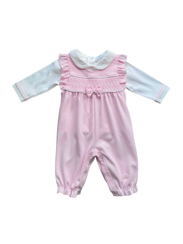 Baby Girls Pink Smocked Playsuit