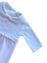 Load image into Gallery viewer, Girls Pink &amp; White Cotton Babygrow with Floral Embroidery