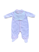 Load image into Gallery viewer, Girls Pink Cotton Velour Babygrow