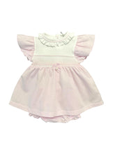 Load image into Gallery viewer, Pink and White Smocked Dress and Pant Set